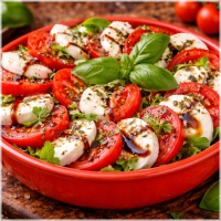 Tomaten, mozzarella kaas, olijfolie en peterselie