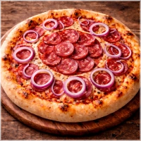 Tomaten, kaas, oregano, chorizzo salami, ui