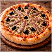 Tomaten, kaas, oregano, kappertjes, ansjovis, olijven